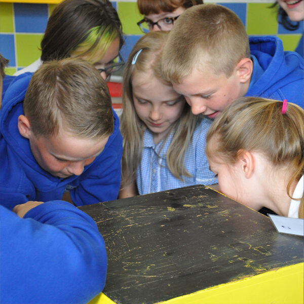 Team building escape box workshop encouraging collaboration and communication in a primary school setting