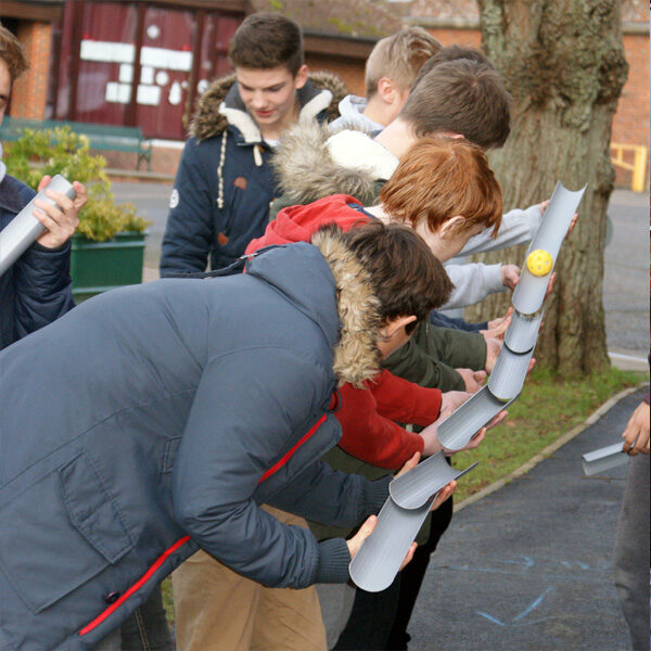 KS5 sixth form students taking part in instructor led team building challenges