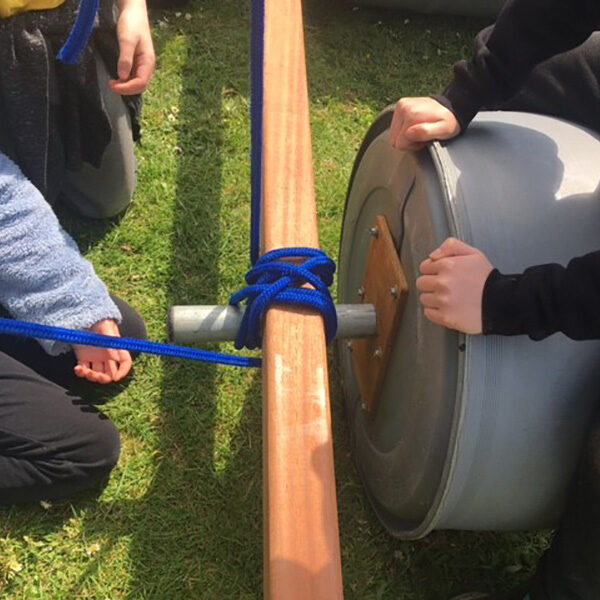 Raft building at schools. On land not water